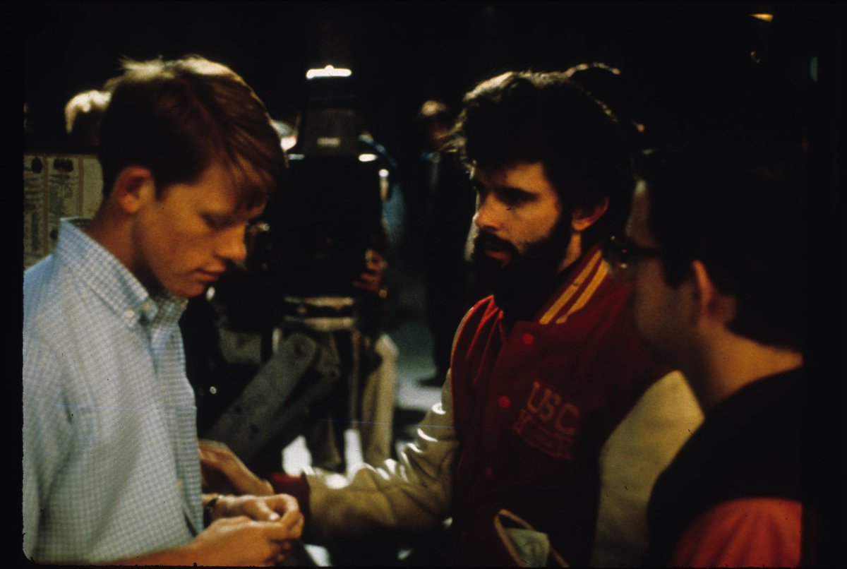 A 28-year-old George Lucas directs American Graffiti almost solely in a letterman jacket.