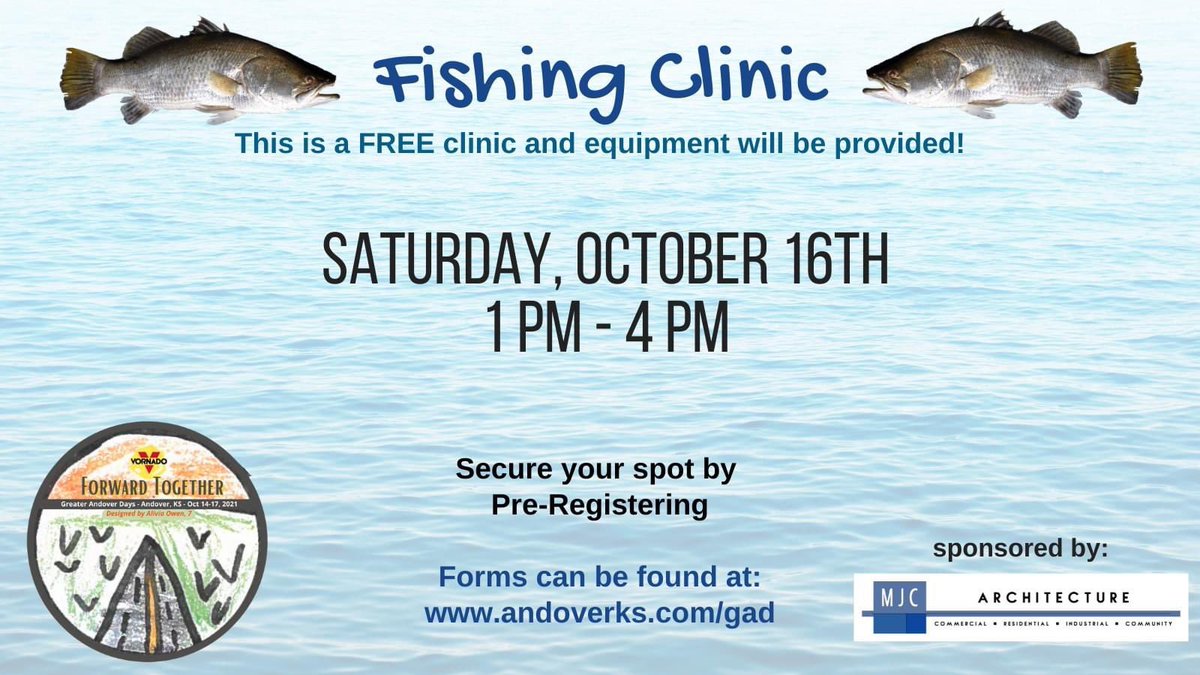 The fishing clinic is set up near the dock just west of the amphitheater!
