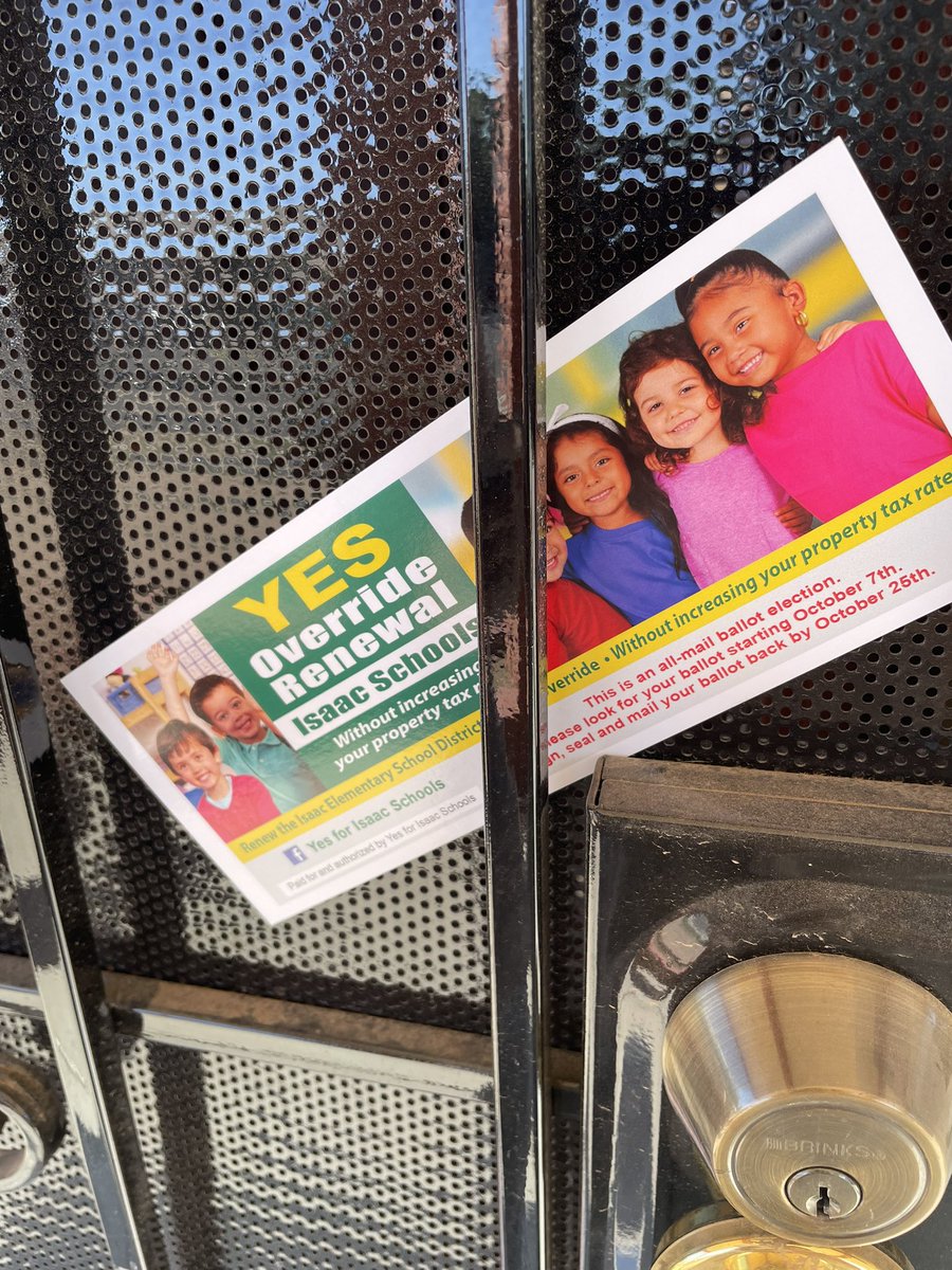 We are talking to voters and asking them to vote YES for the <a href="/isaacschools/">Isaac School District</a> override!  Voters were welcoming and supportive of the initiative. Thank you to the President of the board, Patricia Jimenez for coordinating this canvass. #RedForEd