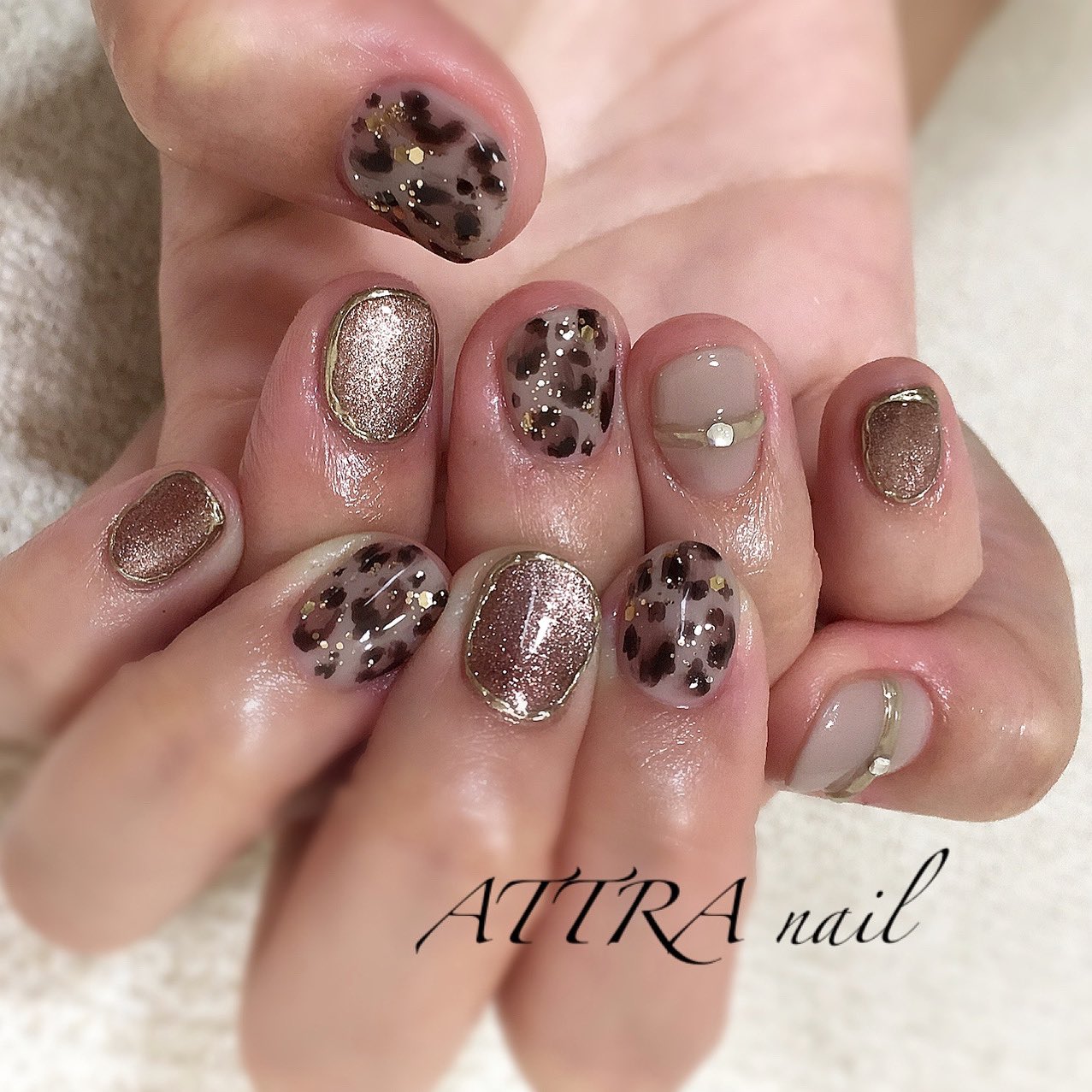 Attra Nail 倉敷ネイルサロン 人気の レオパードネイル ぜんぶ違うパターンのレオパード柄 こうして並べるとおもしろい ネイルって楽しいね アトラネイル 倉敷ネイルサロン ネイルサロン倉敷 秋ネイル 冬ネイル ネイルデザイン T Co
