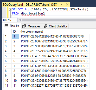 haritasite's tweet photo. Microsoft SQL Server veri tabanında coğrafi bilgileri (enlem, boylam) tutmak için iki ayrı alan açıp float-double değişkeni vermeye gerek yok. Tek hücrede Geography veri tipi bu işlemler için oldukça güçlü bir alt yapı sunuyor.. https://t.co/BECfr1jhXC