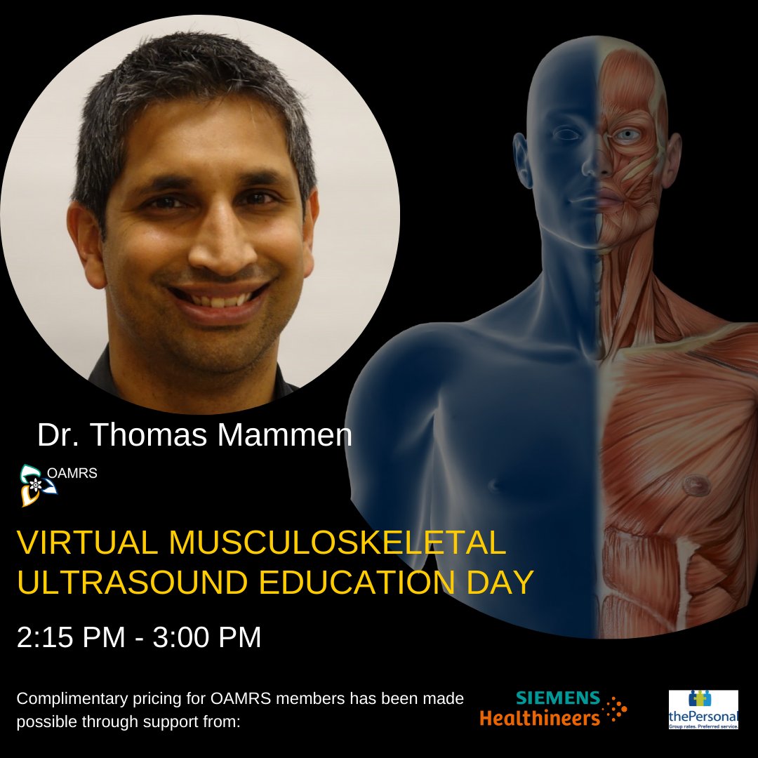 OAMRS1's tweet photo. Looking forward to our next speaker! Dr. Thomas Mammen with his presentation on Interventional #Radiology in the Setting of #MSK #Ultrasound โ Concepts & Applications.
@McMasterU
#OAMRSed #OAMRSevent #DMS #sonography #DMSWEEK #DMSPROUD https://t.co/Jolc0uRwsc