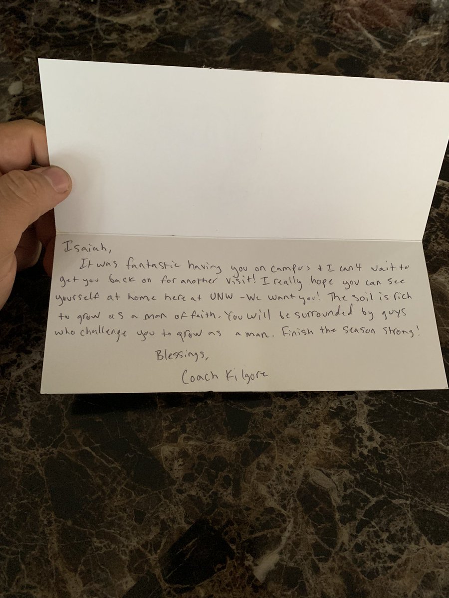 Thanks for the letter coach!! <a href="/Kilgore_31/">Kyle Kilgore</a> <a href="/unwfb/">UNW Football</a>  🟣🟡⚪️