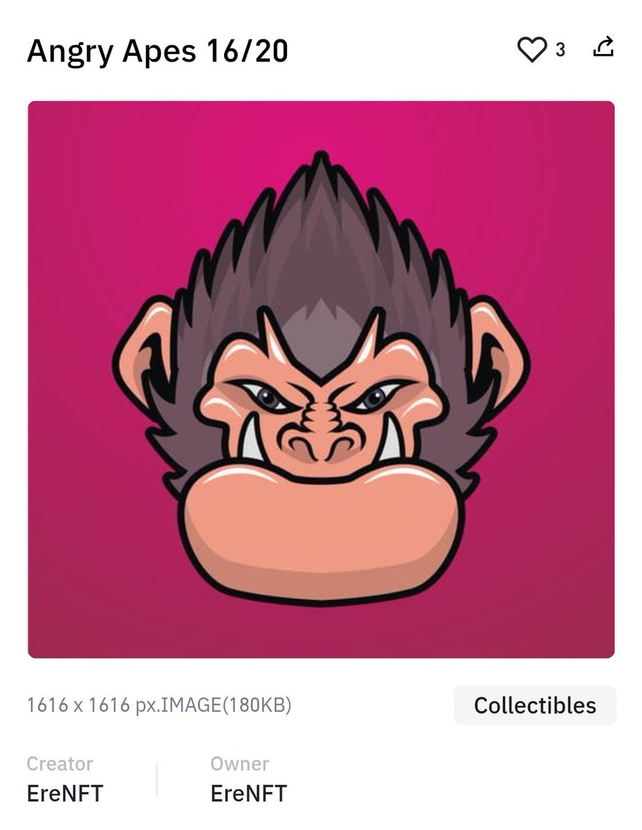 EreNftArt's tweet image. 🌟Angry Apes 16/20🌟39$ Fixed Price 🌟
binance.com/en/nft/goods/d…

@cz_binance @TheBinanceNFT @binance #BinanceNFT
#binancenft #nft #nfts #nftcollector #NFTCommunity #nftcreator #nftcollectible #nftart #cryptoart