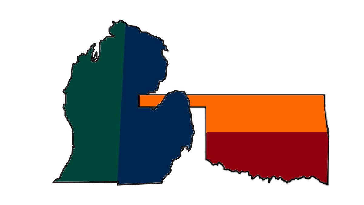 There are 6 remaining undefeated P5 teams. 4 of them are in states that look like an oven mitt holding a frying pan. 🍳🧤