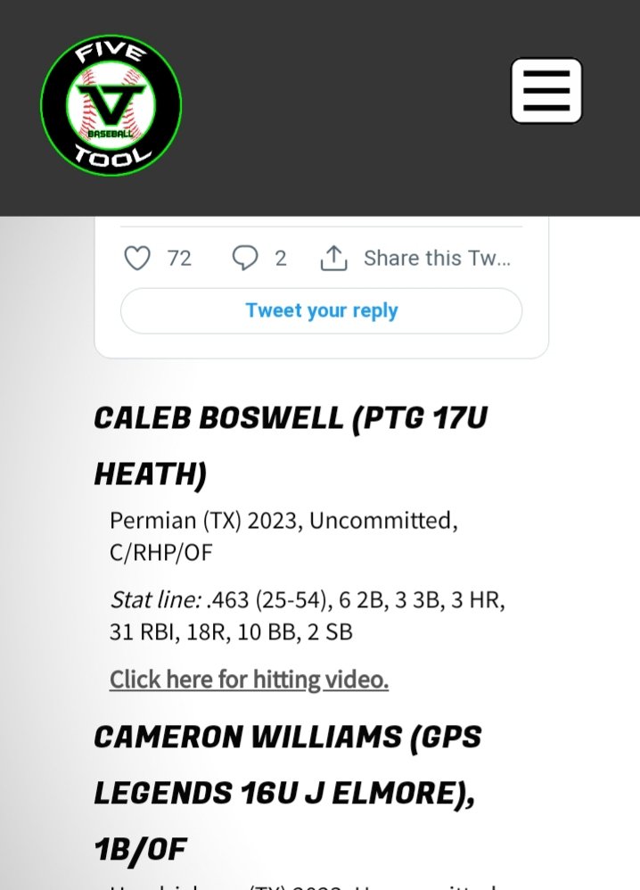 Thanks to <a href="/FiveTool/">Five Tool Baseball</a> for naming me as an honorable mention to the All-Summer team!🙏🙏
<a href="/MOJO_HARDBALL/">PERMIAN BASEBALL</a>