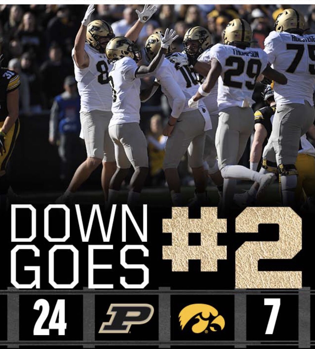 ByronErnest's tweet photo. And…Down goes #2! Way to go @BoilerFootball! Great win today! #GoBoilers #BoilerUp #Boilermakers #PurduevsIowa https://t.co/Rj1dgfqZ0Z