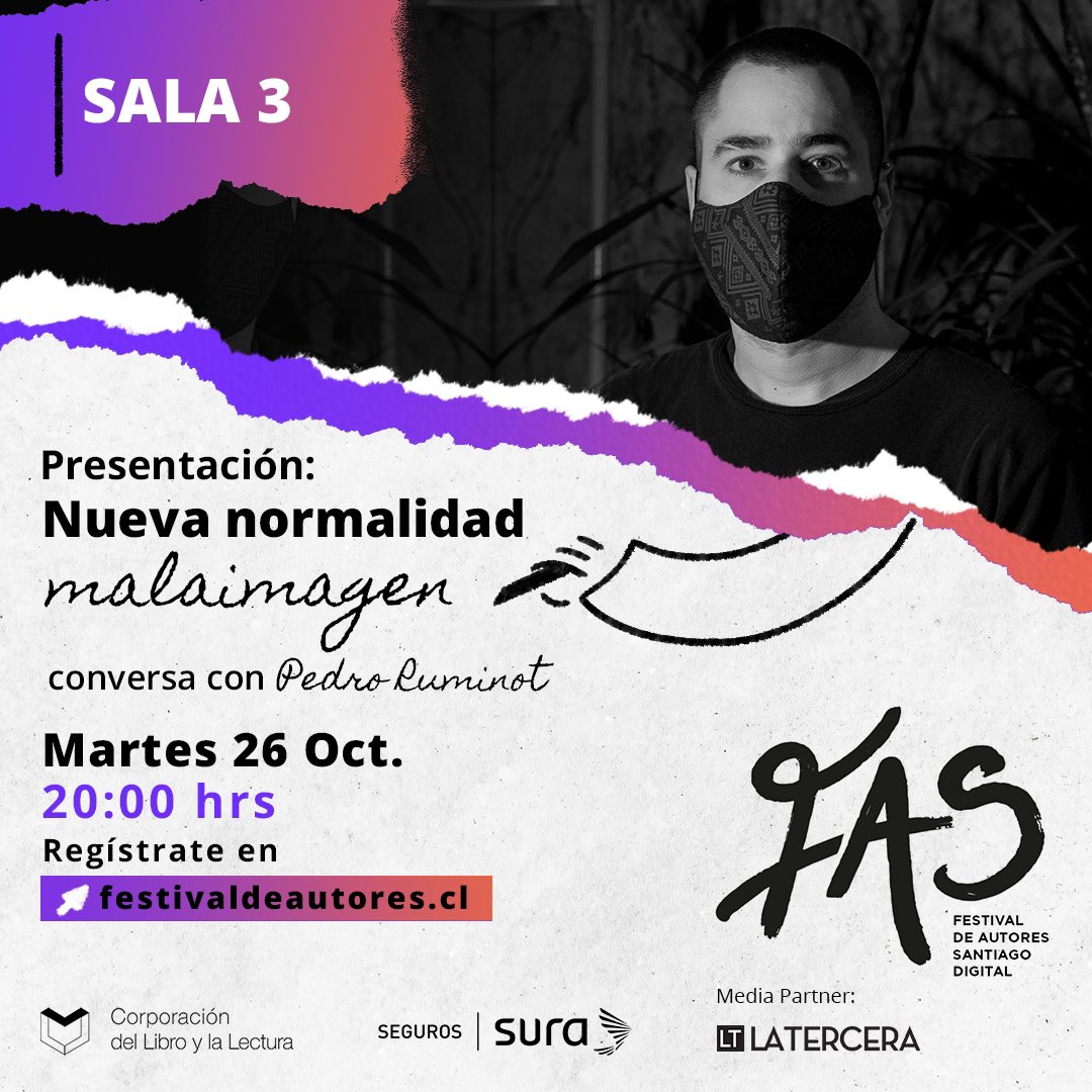 festdeautores's tweet photo. El genial de @malaimagen también dice presente en #FAS2021. No te pierdas esta presentación el martes 26 de octubre a las 8PM en la Sala 3. #LeerAbreFronteras 📚

Regístrate aquí: https://t.co/IdeHRkZuOK https://t.co/jQpmnMVHxw