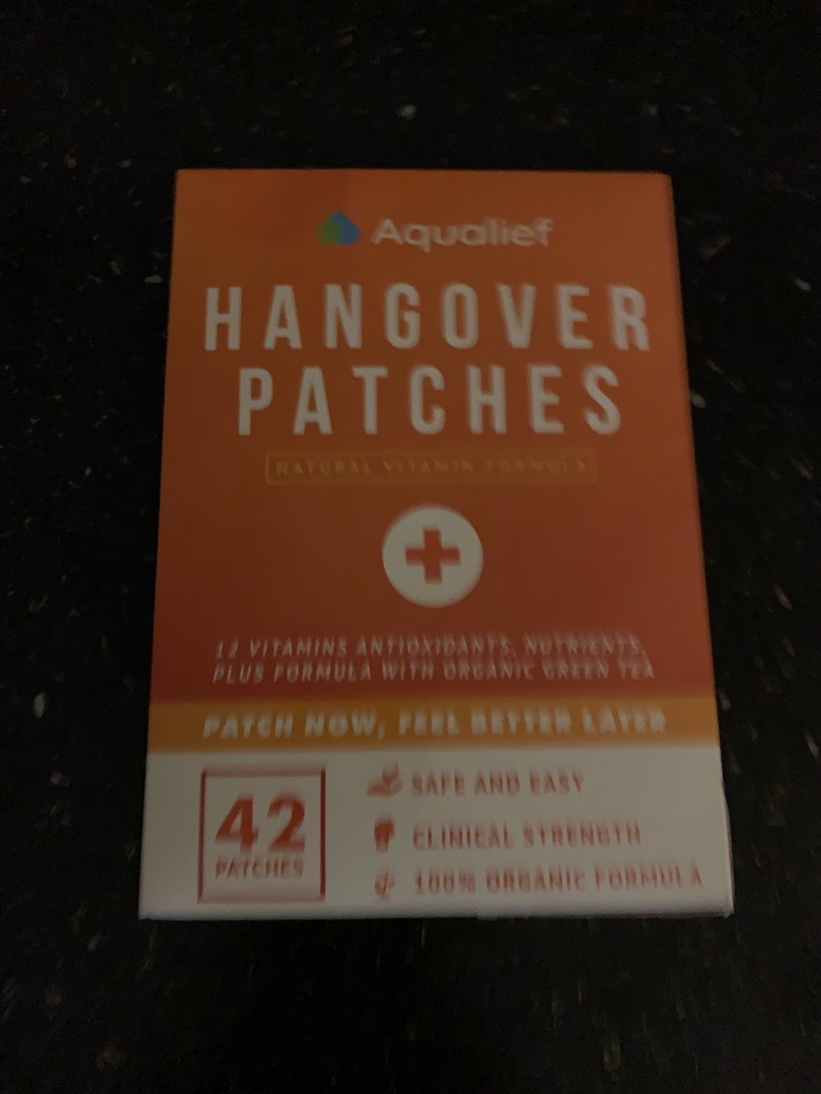 welhof's tweet image. Hangover patch. I’ll report back tomorrow morning lol. #hangoverpatch