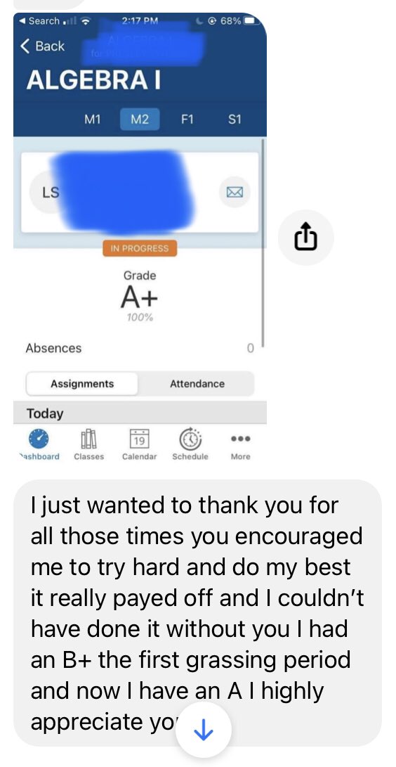 When you get a message like this…☺️❤️. #relationshipsmatter #superteacherthing