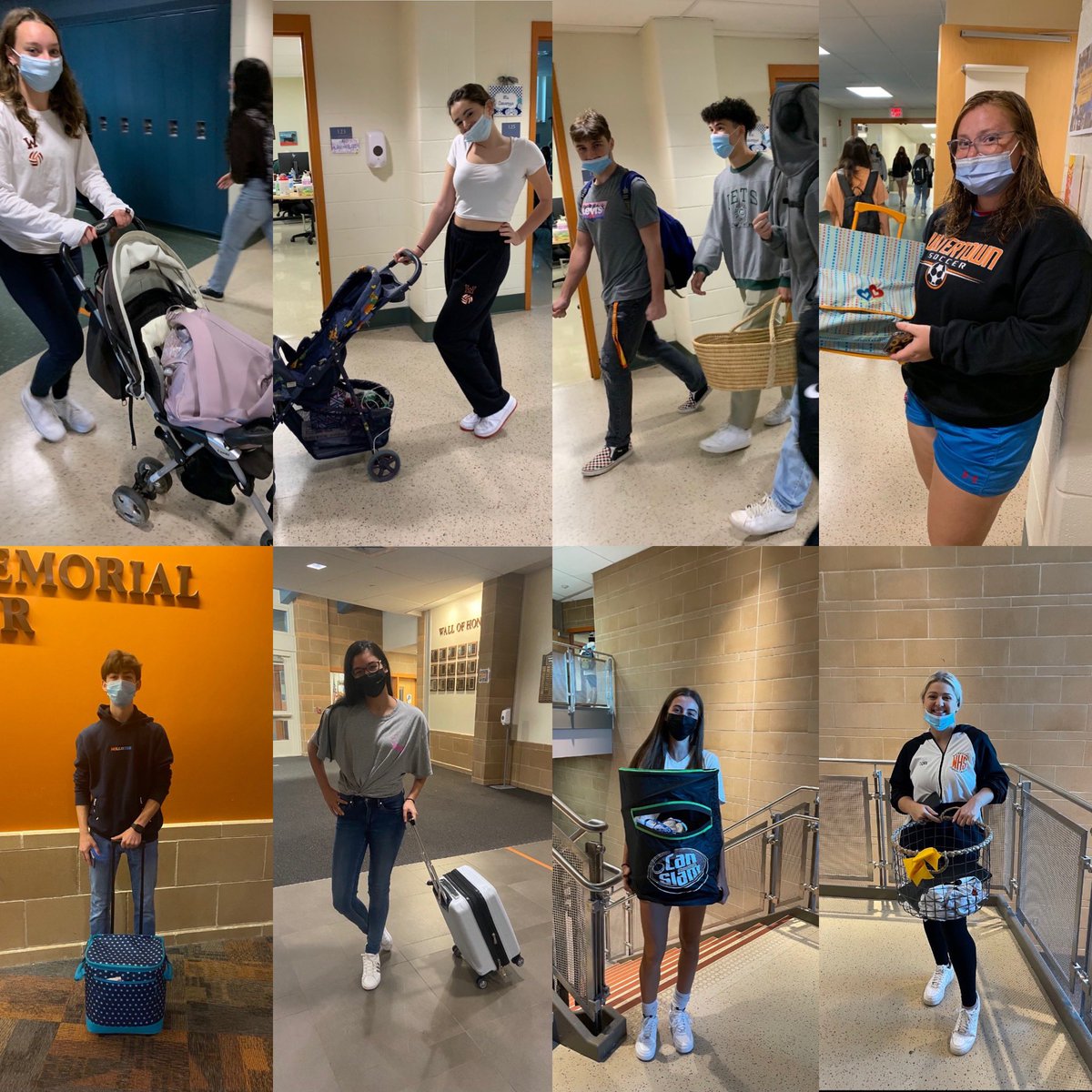 Some of our seniors who participated in #AnythingButABackpackDay #classof2022 🧡🤍🖤