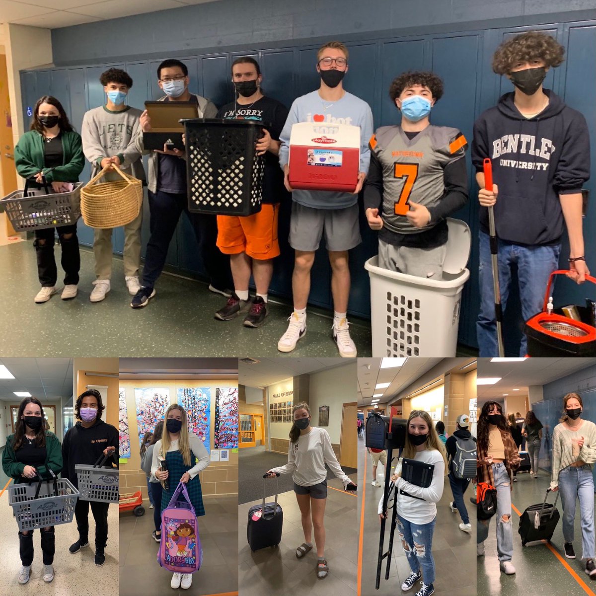 22_whs's tweet photo. Some of our seniors who participated in #AnythingButABackpackDay #classof2022 🧡🤍🖤 https://t.co/wIpObufF9L