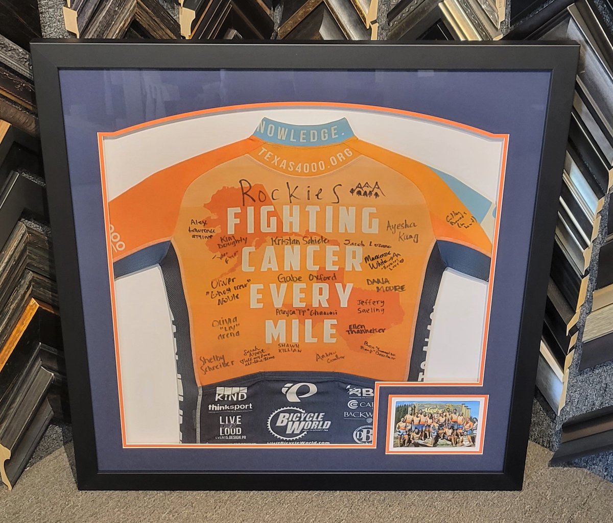 FrameDeArt's tweet photo. We love preserving your memories to last a lifetime! Team signed cycling jersey for one of the riders!
#Cycling #TeamSigned #Jersey #Texas4000org #Denver #Colorado #framing #customframing #pictureframing #art #decor #walldecor
@TruVueGlazing
@BicycleWorldTx
@texas4000 https://t.co/wlI0TvAg4i