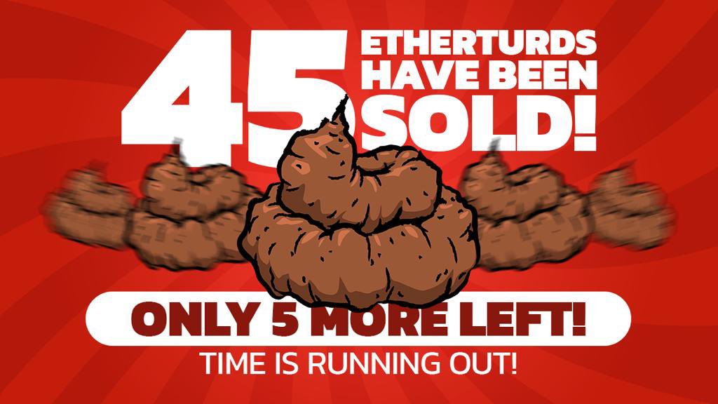 NFT_HC's tweet photo. Who will own the smelliest piece of sh*t? Only 5 #etherturds remain. One #NFT to stink them all, be fast there are only 5 more left a final run will be made to claim the last of this dirty brown gold !! ๐๐
Buylink :
https://t.co/l0QsZiSnSL https://t.co/pEL41ItrLt