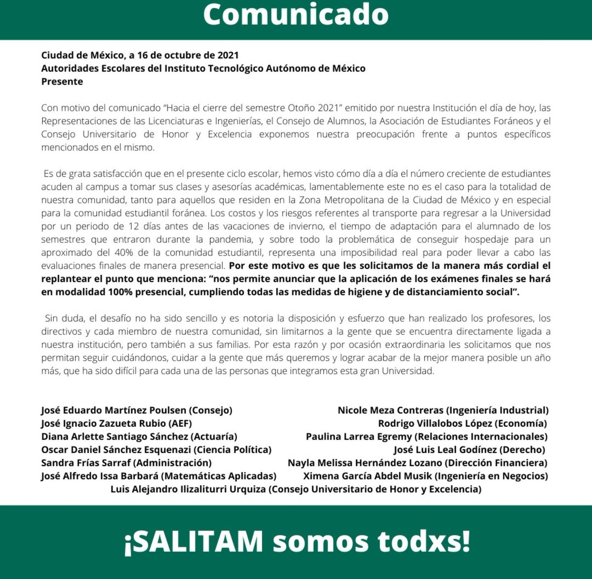 La representación de Ciencia Política informa:
