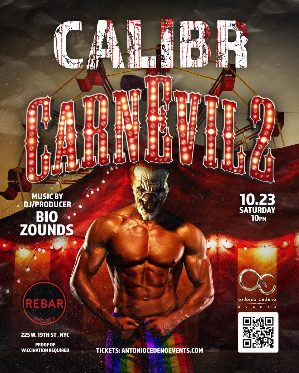 WeHoParty's tweet photo. New York City | October 23, 2021 | CALIBR CARNEVIL 2 with music by DJ/Producer BIO ZOUNDS! Tickets at https://t.co/uzeQfZn0qy
#GayEvents #GayParties #GayParty #Gay #InstaGay #InstagramGay #GaysOfInstagram #DanceParty #GayMen #Music #GayMusic #GayPartyScene #HotGayMen #TheGays https://t.co/Vw80OkF474