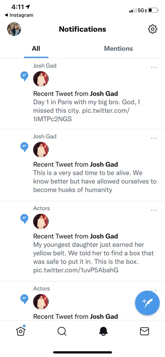 laurensmitha's tweet photo. I literally never get on Twitter. For the last 2 weeks I’ve gotten notifications every time @joshgad tweets. I have no idea why, but I’m not mad at it. 🤷🏼‍♀️ https://t.co/NR8VBH8vps