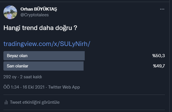 Gerçekten oylama sonucu çok üzücü. 147 kişi beyaz olan trendi veya düşen trend direnci veya eğik direnç ne derseniz diyebilirsiniz en sağlıklı tanım diyagonal demektir bence.