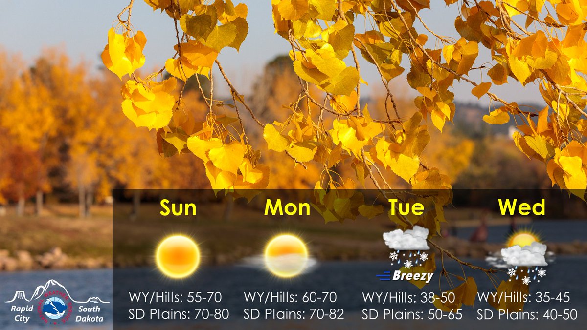 Warm and dry weather will continue through Sun and Mon. A storm system will affect the area on Tue and Wed, bringing rain, and snow. The best chance for snow will be across NE WY and the Black Hills. At this time, it looks like snow amounts may be light to moderate. #wywx #sdwx