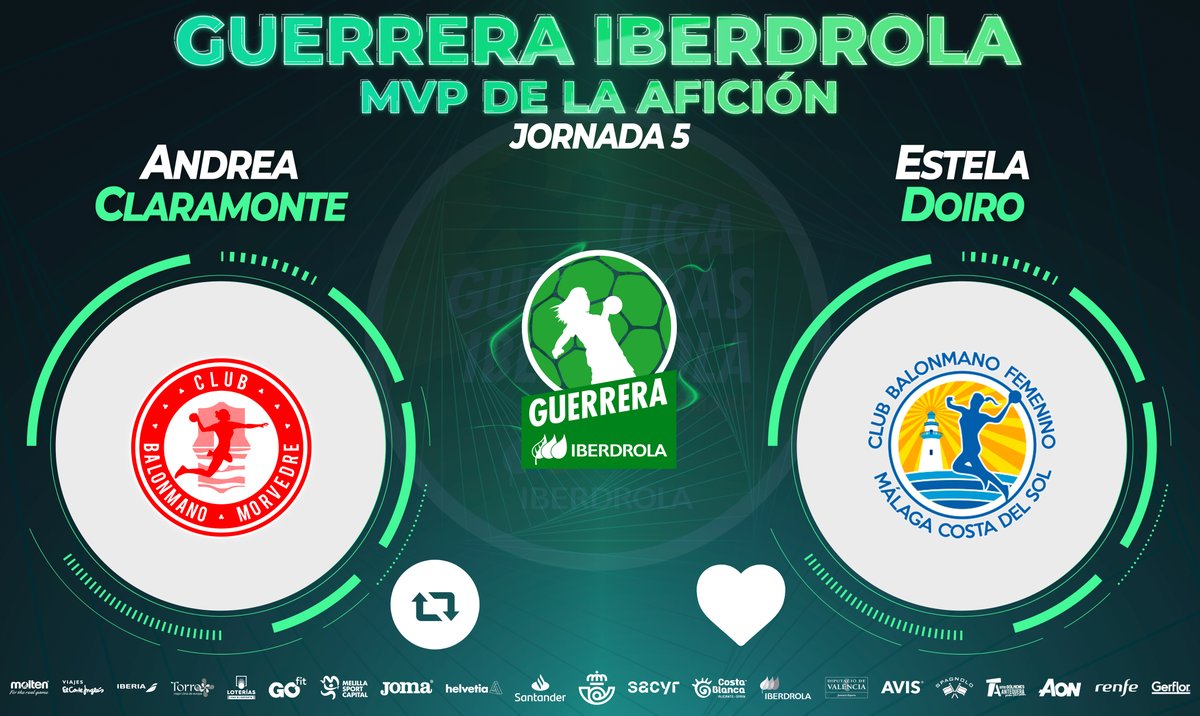 IberdrolaDHF's tweet photo. ⭐️#GuerreraIberdrola - Jornada 5
  
🆚 @BMMorvedre : @BMMalagaCosta
 
♻️ RT: Andrea Claramonte 
❤️ Me gusta: @EstelaDoiro https://t.co/QuBy2sBtBi