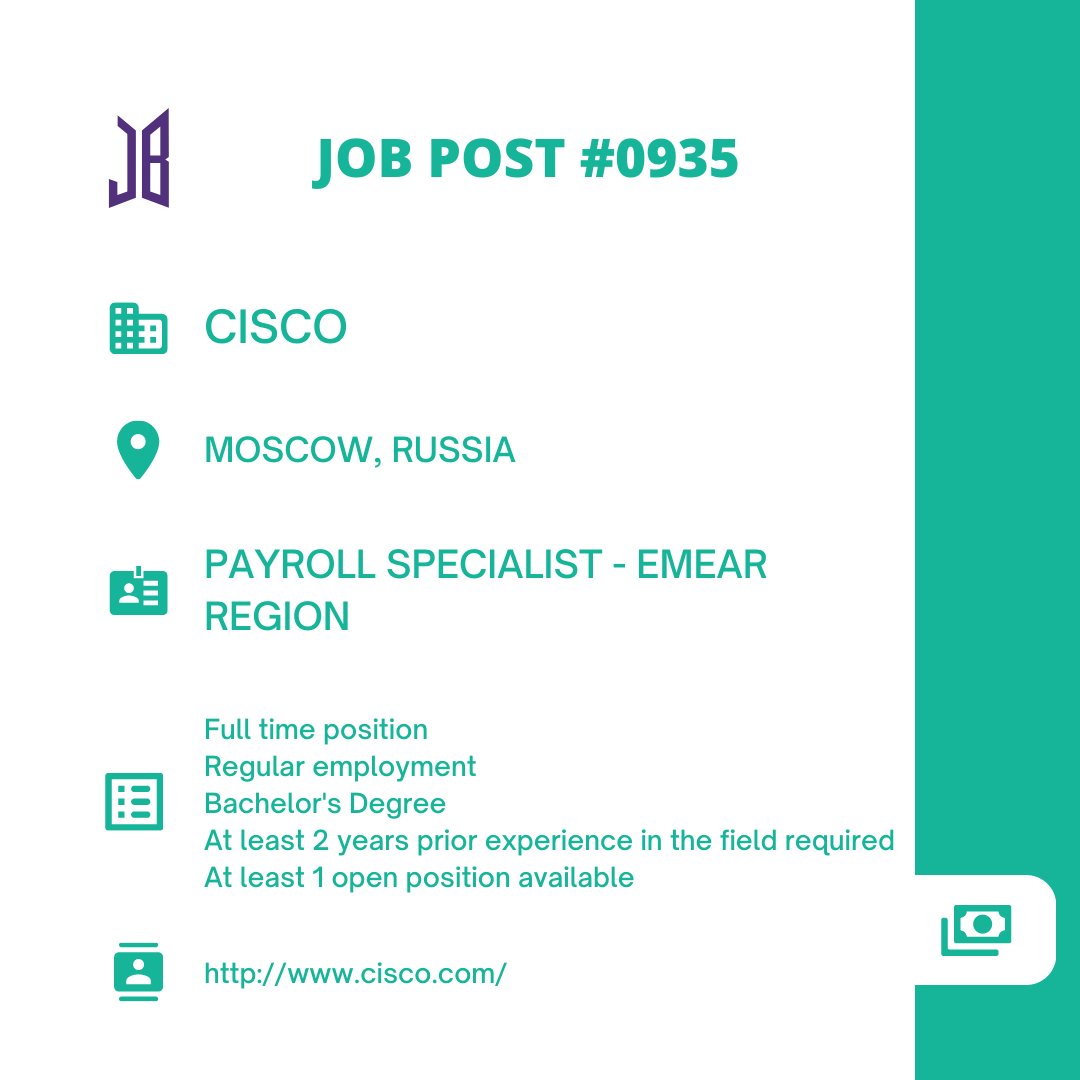 BTSARMYJobBoard's tweet photo. #BAJBRussia
MOSCOW, RUSSIA
https://t.co/VcoleYFD5d
#BAJBFinance
ARMYs, kindly contact the job poster / hiring party directly for more information. π
Good luck! π https://t.co/klyNlQA0DW