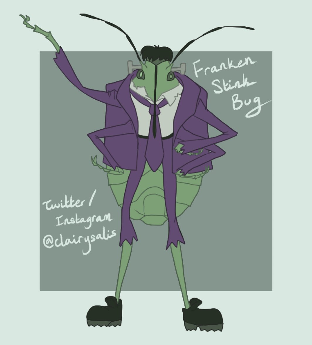 Since harvest is here and bugs aren’t so spooky anymore, I’m dressing them up in Halloween costumes 🎃 

#stinkbug #frankenstein #costume #art #entomology