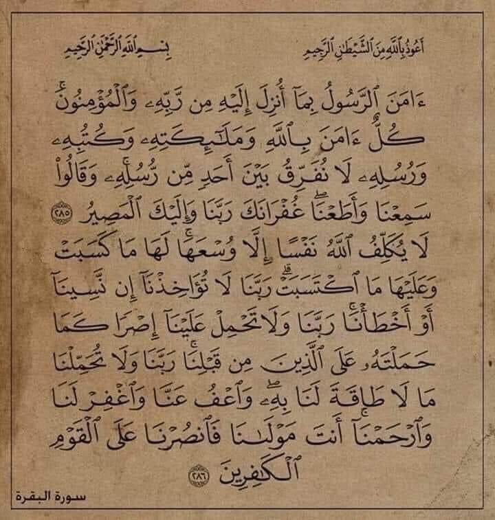 خواتيم سورة البقرة .. ريتويت لعلها المُنجية🤎
