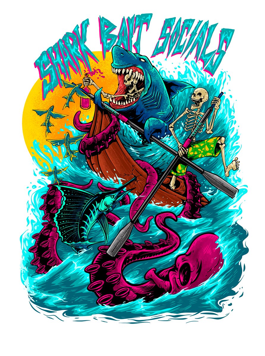 We cannot stop staring at this artwork. It's got so many  little nods to ocean rowing.

The flying fish, the @crokeroars the marlin,, and most importantly Shark Bait with the rower every step of the way!

This INCREDIBLE art was do for us by the amazing @armstrangers on insta!