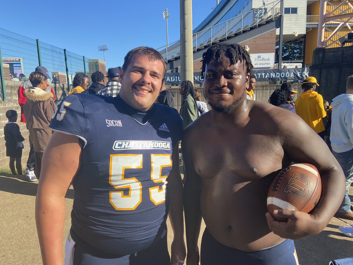 robertmiskelley's tweet photo. These two been doing this a long time together up front - one on O the other on D. Proud of these two Mocs/Huskies. It all starts UP FRONT! @KyleMiskelley @HuskyHoDown #rivalryscrum https://t.co/yh1of0WAyz