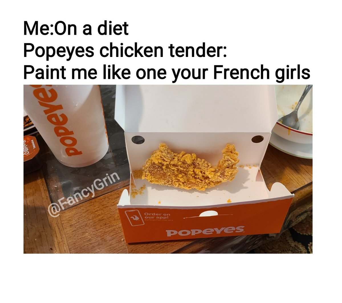 FancyGrin's tweet photo. I'll just leave this here, @Popeyes you know what you're doing https://t.co/N63lEHAkgf
