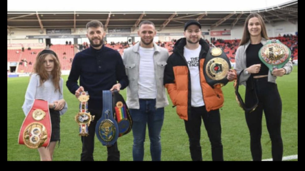 Leroy_0026 (@0026leroy) on Twitter photo <a href="/doncaster_uk/">Doncaster</a> finest with near on every belt u can win in boxing on show <a href="/drfc_official/">Doncaster Rovers FC</a> this afternoon..Boxing in Doncaster is on 🔥 at the minute and I for one and proud of all of them..’it’s strap season’
<a href="/JaseCunny89/">Jason Cunningham</a>
<a href="/TerriHarper96/">Terri “Belter” Harper</a>
<a href="/BOXERMAXIHUGHES/">Maxi Hughes</a>
<a href="/JimmyJoeFlint1/">Jimmy Joe Flint</a> <a href="/doncaster_uk/">Doncaster</a> finest with near on every belt u can win in boxing on show <a href="/drfc_official/">Doncaster Rovers FC</a> this afternoon..Boxing in Doncaster is on 🔥 at the minute and I for one and proud of all of them..’it’s strap season’
<a href="/JaseCunny89/">Jason Cunningham</a>
<a href="/TerriHarper96/">Terri “Belter” Harper</a>
<a href="/BOXERMAXIHUGHES/">Maxi Hughes</a>
<a href="/JimmyJoeFlint1/">Jimmy Joe Flint</a>