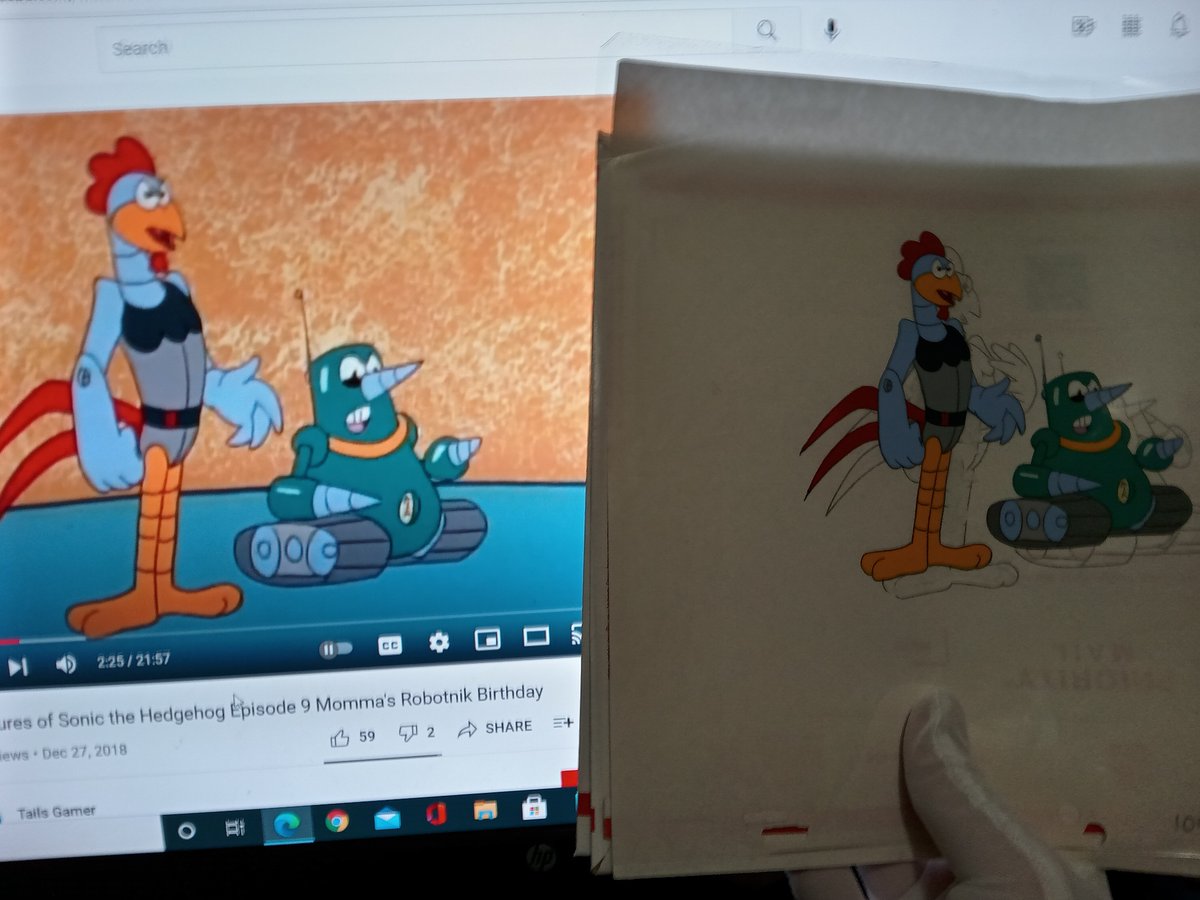 TSMUFan's tweet photo. Hey guys, I recently received yet ANOTHER animation cel from Adventures of Sonic the Hedgehog! This one is of the characters Scratch and Grounder, and the episode the cel is from is called "Momma Robotnik's Birthday". #SonicTheHedgehog https://t.co/GoglWYAOXC
