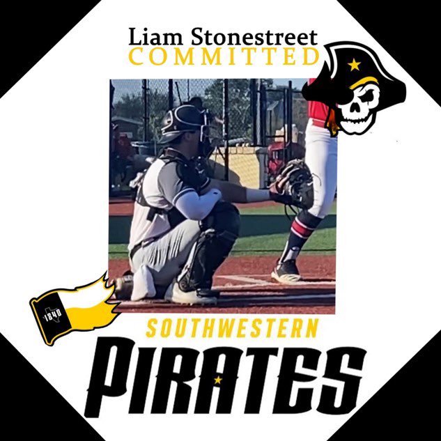 Lstone2022's tweet photo. I’m proud and excited to announce my commitment to Southwestern University. I’d like to thank my family, friends, and coaches for helping me throughout this journey. Go Pirates 🏴‍☠️ @SUPiratesBB @SOTbaseball @KPARKBaseball1 @jc_bunch @driveitdeep https://t.co/ZlvtTQKAuH