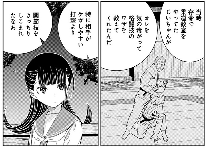 回想シーンのじいちゃんですが、相手がケガしやすいから打撃技を教えなかったのは優しいからではなく「痕が残って訴訟沙汰になりやすい」からです
その点関節技は痕が残りにくい
じいちゃん、昔はやんちゃだったと思われます
https://t.co/HmnUWAcrSd