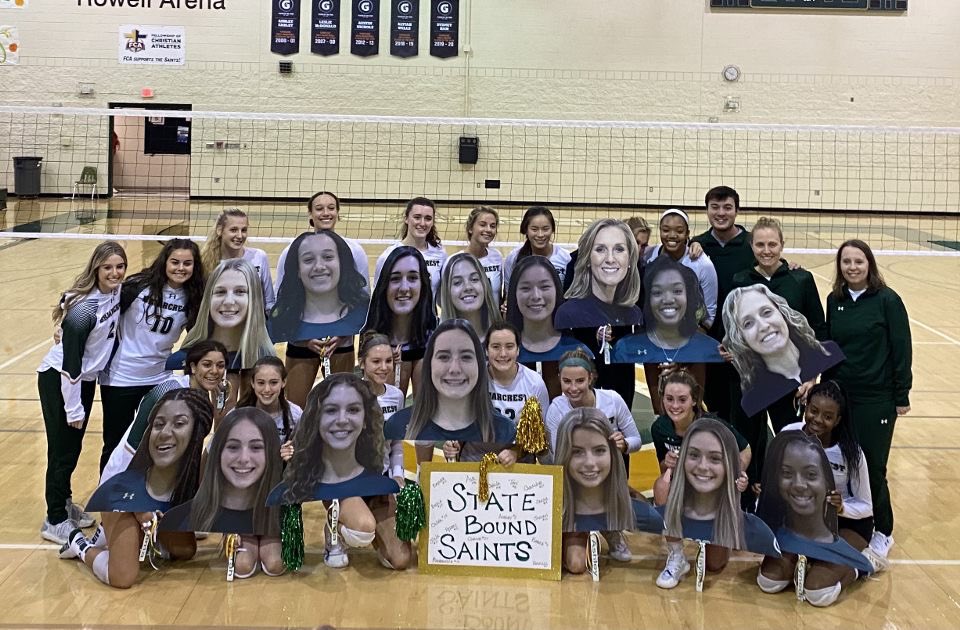 BriarcrestVB's tweet photo. The Saints go marching to Murfreesboro.  They get the 4 set win over Baylor.  Libero Baylee Bolin had a career high 30 digs!  @johnvarlas  @BCHS_Saints https://t.co/vIkIGmCPWs