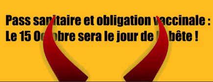 rsistons's tweet photo. "#Vaccins et #pass obligatoires - le 15 Octobre est dédié à la #Bête" (et au Grand Reset)
(NB "la Bête" dont parle le criminel macron devant ses potes, au sujet du pass et des vaccins qu'il veut imposer)

https://t.co/2b6Cxg3sO0 https://t.co/UwB1xlcBrS