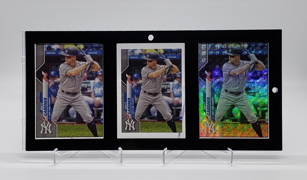 kartelcards's tweet photo. HUGE #GardyHunting mailday! The latest addition to Zoe's 2020 @Topps Brett Gardner rainbow -> Mini Platinum 1/1!
She now has the base set Platinum, Factory set FoilFractor & mini Platinum! π₯
This UltraPro three card one touch is perfect! https://t.co/f1GUziP3Xy