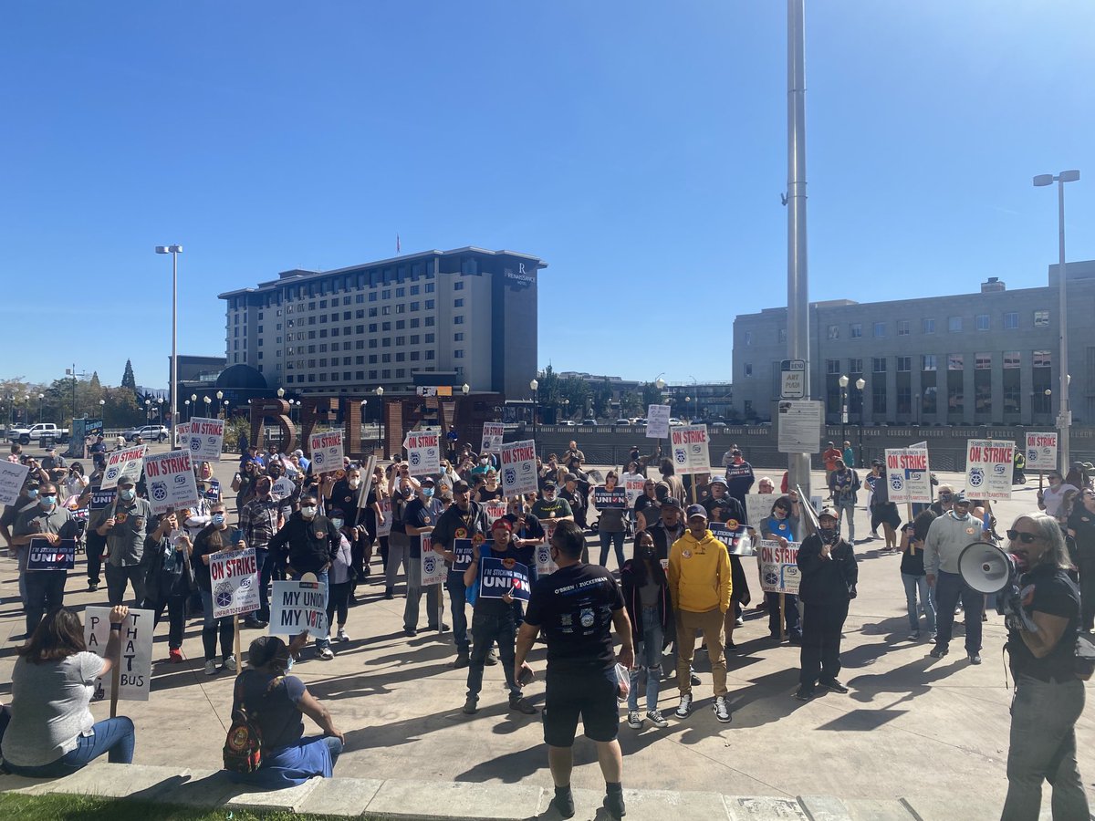 Teamsters533's tweet photo. Teamsters Fight Teamsters Win.  We appreciate the community support and solidarity this afternoon. The Transit community deserves better ⁦@CityofReno⁩ ⁦⁦@cityofsparks⁩ ⁦@washoecounty⁩ ⁦@RTCWashoe⁩ ⁦@KeolisNA⁩ #RTCFireKeolis https://t.co/AIHhs1Bmaj