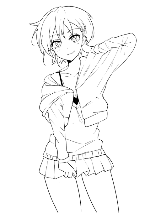 #皆さん線画と塗った後を見せてください 