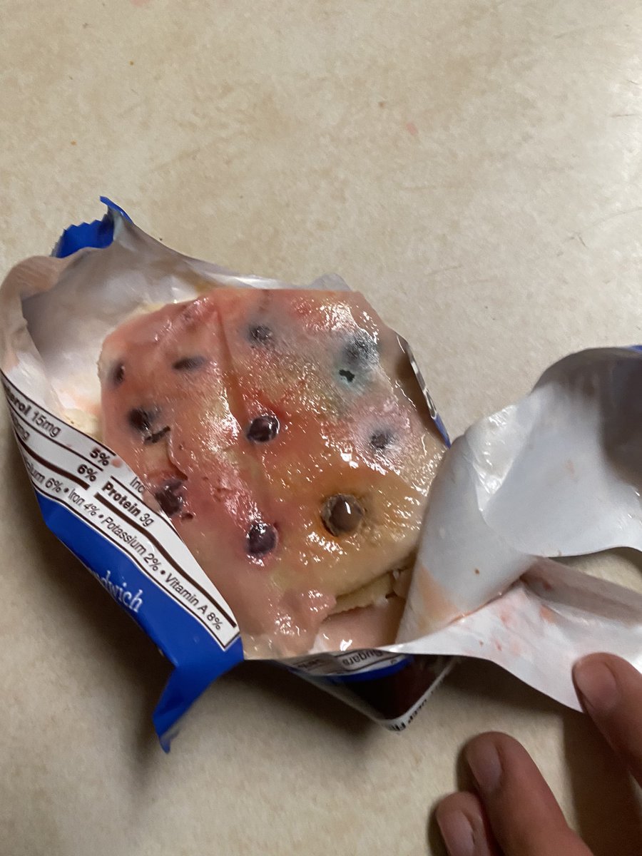 lilspooks6's tweet photo. @mmschocolate I bought a box of cookie ice cream sandwiches and they came like this 😑 they also smell like pepto bismo … What happened 😩😩 https://t.co/1opY1LMCJ8