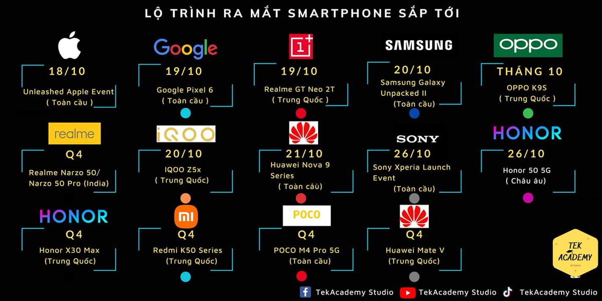 trungeasyhoon's tweet photo. Danh sách cập nhật các smartphone của các hãng sắp ra mắt !!!

#TAS #GalaxyUnpacked #GooglePixel6 
#Unleashed #Xiaomi #Apple https://t.co/3YYmCQdcDr