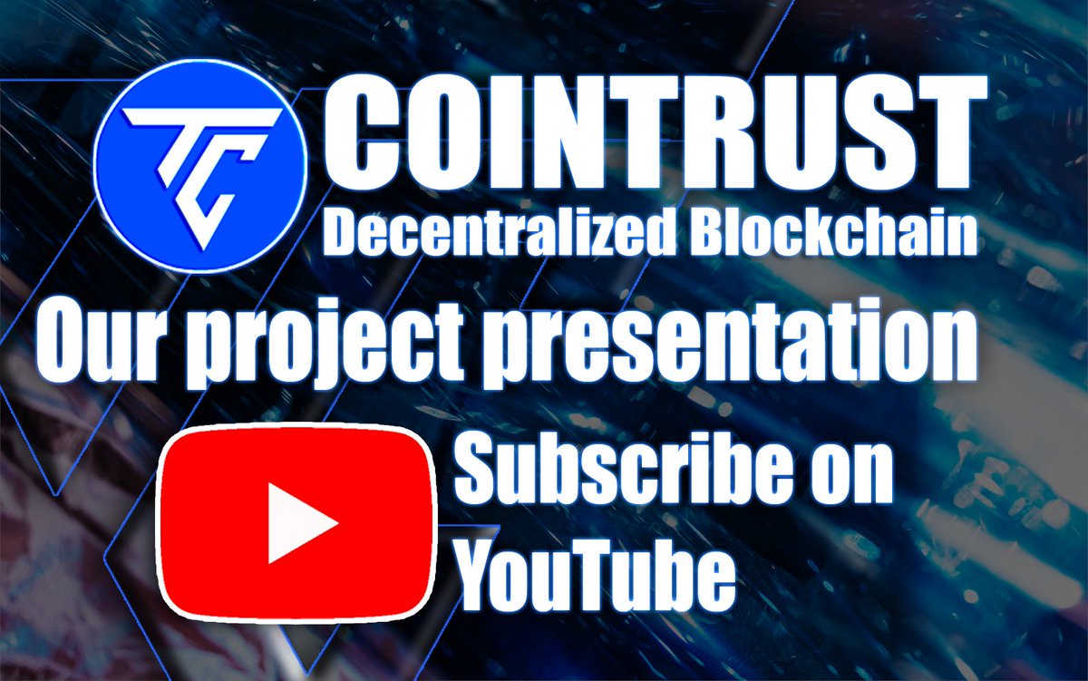 cointrust_n's tweet photo. 💎💎Subscribe to our official YouTube channel 👇👇
This video presents the official presentation of our project. Soon there will be an official launch of the project, at the moment the project is in the stage of final development.👇👇
https://t.co/jiw8kPoWDF https://t.co/abT5bxVOHJ