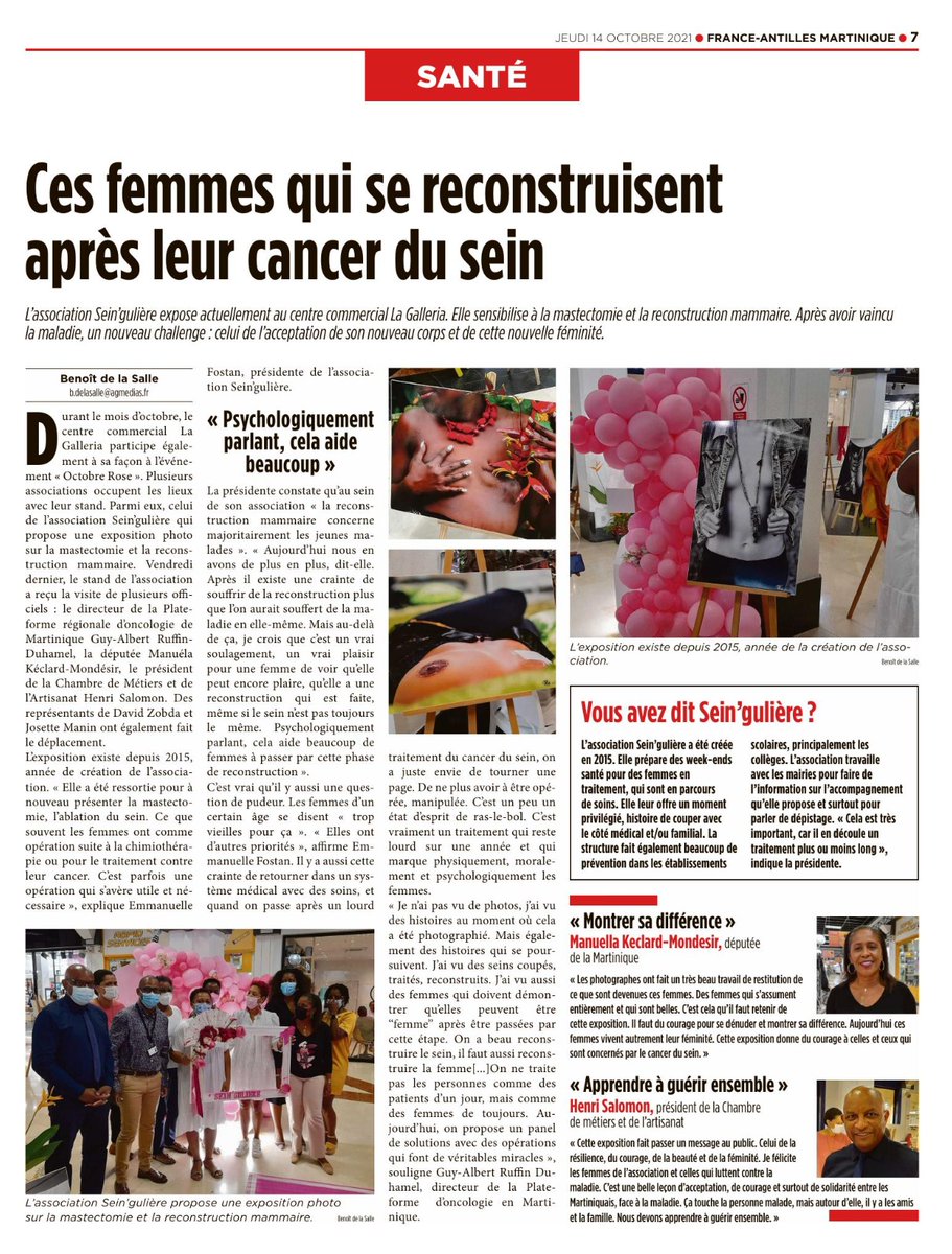 plateforme_de's tweet photo. La #MASTECTOMIE, une épreuve difficile à vivre pour certaines femmes dans le cadre de leur traitement contre le cancer du sein. L'association #SEINGULIERE démocratise cet acte dans le cadre d'une exposition photo, durant le mois de sensibilisation au dépistage du #cancer du sein https://t.co/GlekOrEsC8