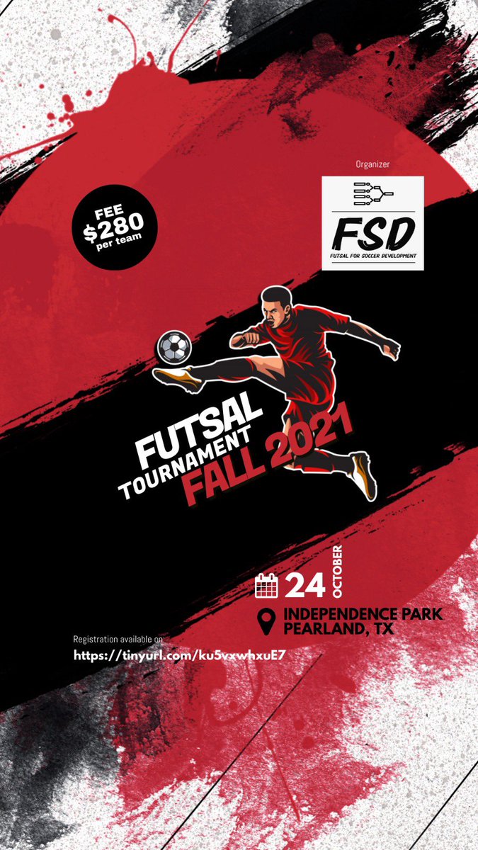 HenryCostas's tweet photo. Youth Futsal Tournament in Houston 

Date: 10-24-21
Ages: 2013, 2012, 2011-10
Location: independence Park in Pearland 

Registration link:
https://t.co/aS0Bh0V92m

Deadline to register: Oct. 19th 

First place: trophy 🏆 and 🥇 
Top scorer: 🏆
Best golie: 🏆

216-577-7612 ☎️📱 https://t.co/TUOmQcrs0O