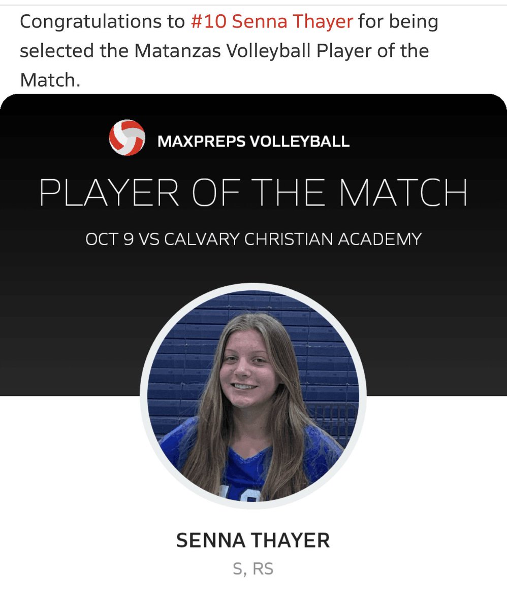 Congrats to #10 Senna for being named Player of the Match against CCA!