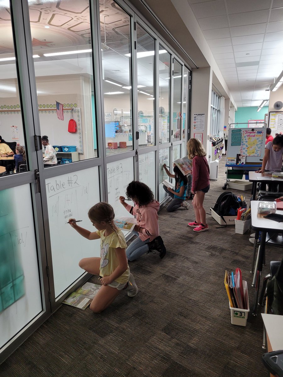 Students were so engaged to find words with suffix -ed and write them in sorts by the sound they make on the walls of our classroom. Only at school can you write and draw on the wall. We love our Nanawalls. #ALLINWolfpack #Wolfpackstrong