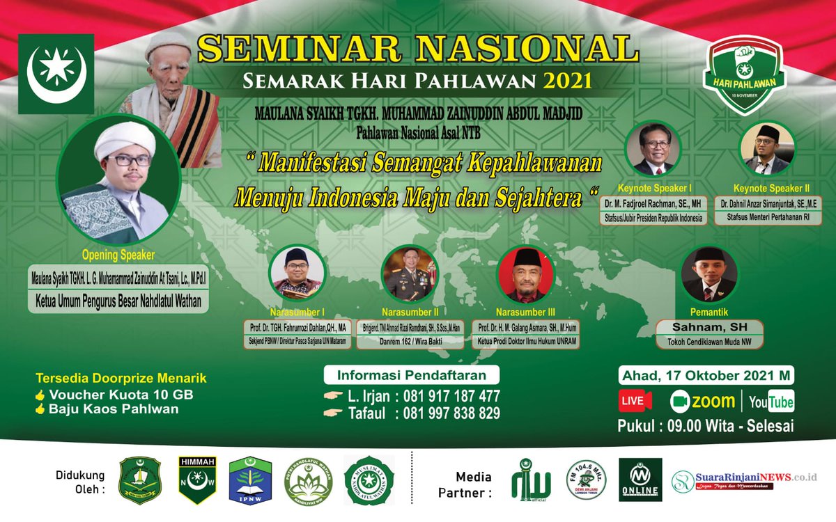 Seminar menuju #HariPahlawan2021 selamat pagi semuanya di NTB. Salam sehat ~ #BungFADJROEL <a href="/JubirPresidenRI/">StafKhususPresiden_Komunikasi</a>