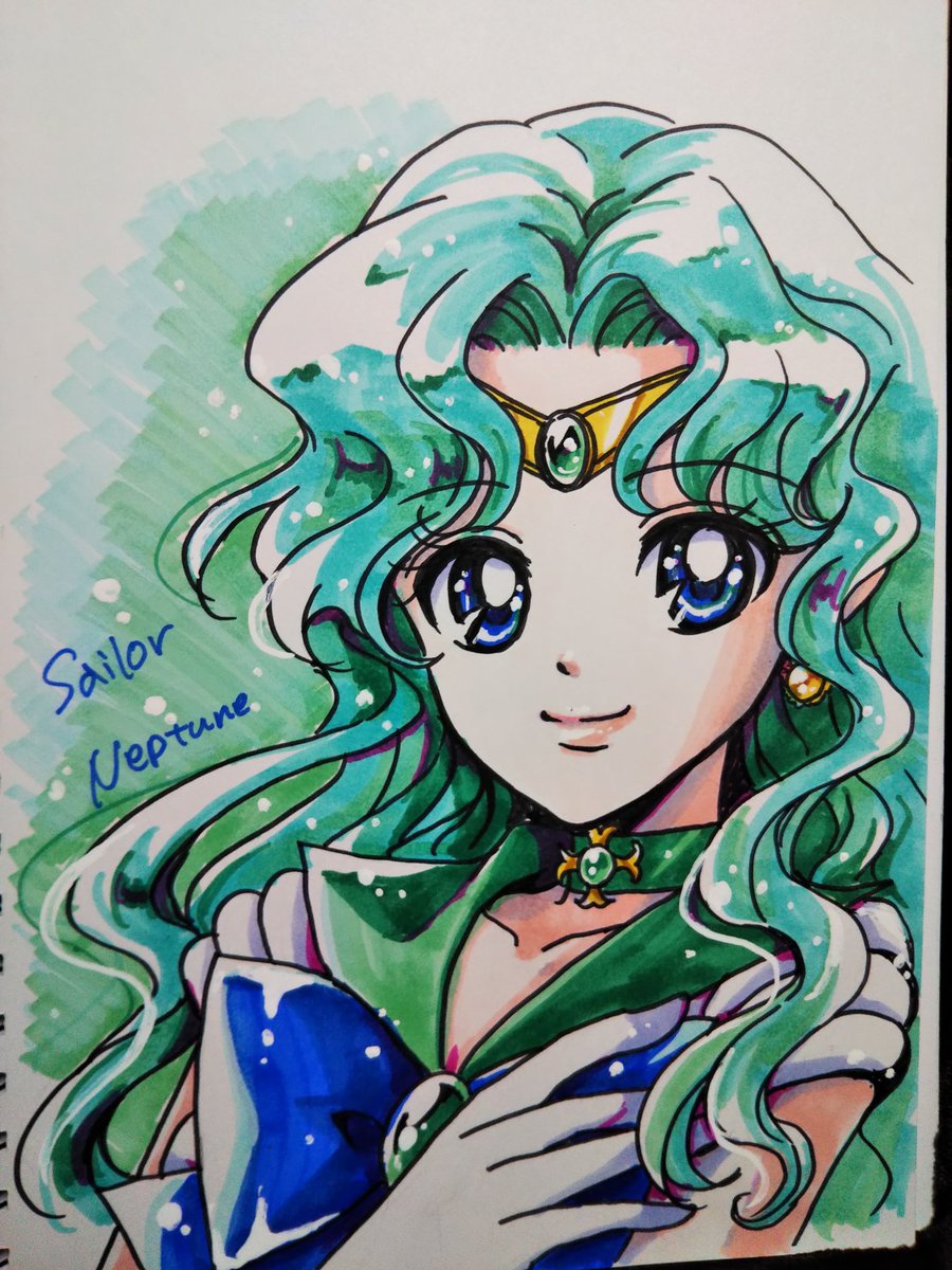 セーラーサターン ,土萠ほたる 「そういえば昔描いたスケブ絵?、どなたかにお譲りしようと思ってたのエア月華にあわせ」|花雨(kau)＊*誤字魔のイラスト