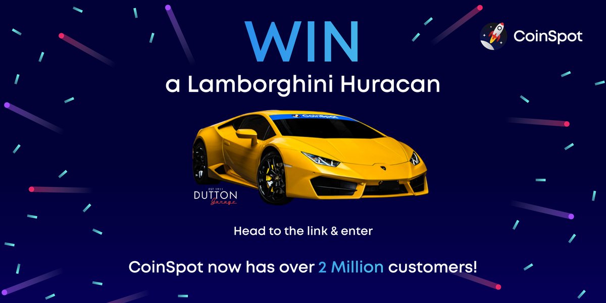 coinspot's tweet photo. Don't miss your chance to join in CoinSpot's 2 million customer giveaway 🚀

To celebrate we’re giving away a Lamborghini to one lucky customer!

Enter here: https://t.co/tChY2vqbgP

#WenLambo #CoinSpotLambo https://t.co/nu8IV5VqQv