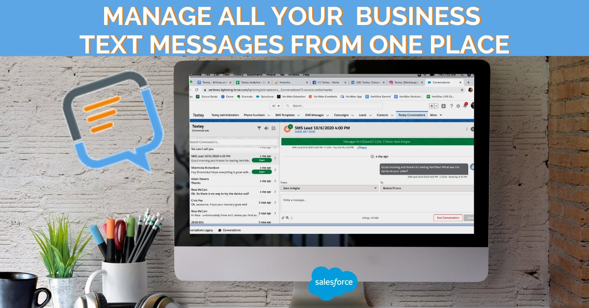 btmessaging's tweet photo. Manage all your #business #textmessages in one place in your #Salesforce #AppExchange. Learn more about #Textey #SMSMarketing for @salesforce  @appexchange at https://t.co/kUTuq2P6Ea.

#SalesforceAppExchange #SMS #SMSforSalesforce #businesscommunications  #digitalcommunications https://t.co/5gjy8Lwery